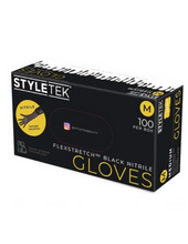 Load image into Gallery viewer, Styletek Deluxe Touch Black Nitrile Gloves